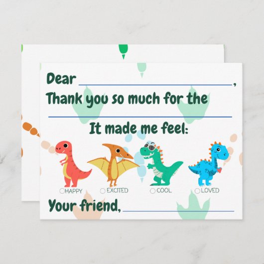 子供のための感謝カードを埋めよう サンキューカード (正面/裏面)