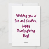 子供のための感謝祭の特別なカード シーズンカード (裏面)