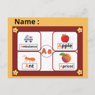子供のための教育アルファベットのフラッシュカード 文字A ポストカード