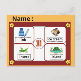 子供のための教育用アルファベットの文字Iフラッシュカード ポストカード