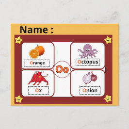 子供のための教育用アルファベットの文字Oフラッシュカード  ポストカード