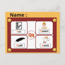 子供のための教育用アルファベットの文字Qフラッシュカード