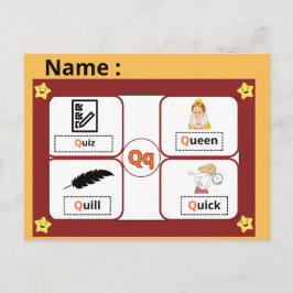 子供のための教育用アルファベットの文字Qフラッシュカード ポストカード