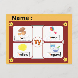 子供のための教育用アルファベットの文字Yフラッシュカード ポストカード