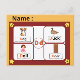 子供のための教育用アルファベットのDのフラッシュカード ポストカード