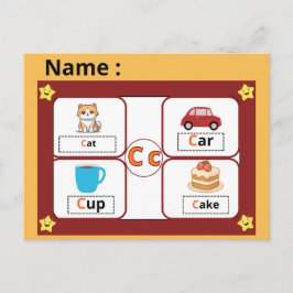 子供のための教育用アルファベットCフラッシュカード  ポストカード