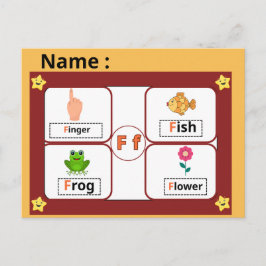 子供のための教育用アルファベットFフラッシュカード ポストカード