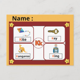 子供のための教育用アルファベットKフラッシュカード  ポストカード