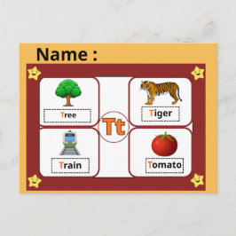 子供のための教育用アルファベットTフラッシュカード ポストカード