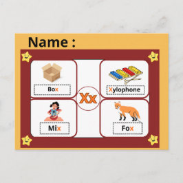子供のための教育用アルファベットXフラッシュカード  ポストカード