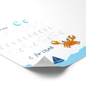 子供のための文字Cのトレースポスター | CはCrab(カニ)のC ポスター (角)