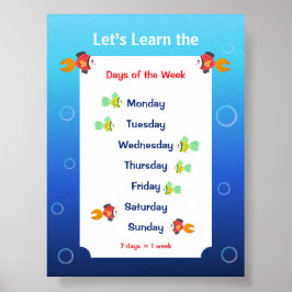 子供のための曜日ポスターを学ぼう ポスター