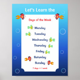 子供のための曜日ポスターを学ぼう ポスター