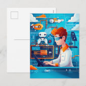 子供のための未来のAIとロボット工学の夢 シーズンポストカード (正面/裏面)