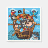 子供のための海賊の誕生日パーティー用ナプキン スタンダードカクテルナプキン (正面)
