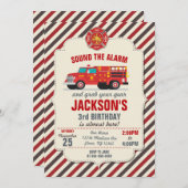 子供のための消防士の誕生日招待状 招待状 (正面/裏面)