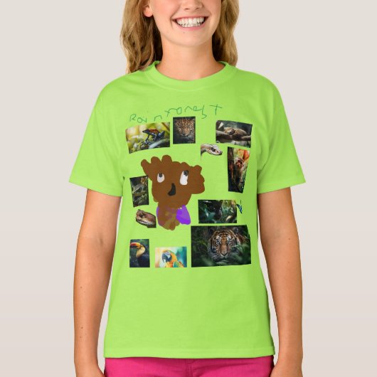 子供のための熱帯雨林の動物 Tシャツ (正面)