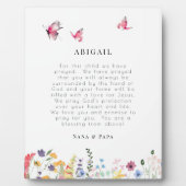 子供のための白い蝶とワイルドフラワー祈りの言葉 フォトプラーク (正面)