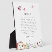 子供のための白い蝶とワイルドフラワー祈りの言葉 フォトプラーク (側面)