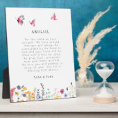 子供のための白い蝶とワイルドフラワー祈りの言葉 フォトプラーク (側面)