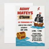 子供のための絵本のような宝の地図テーマ 招待状 (正面/裏面)