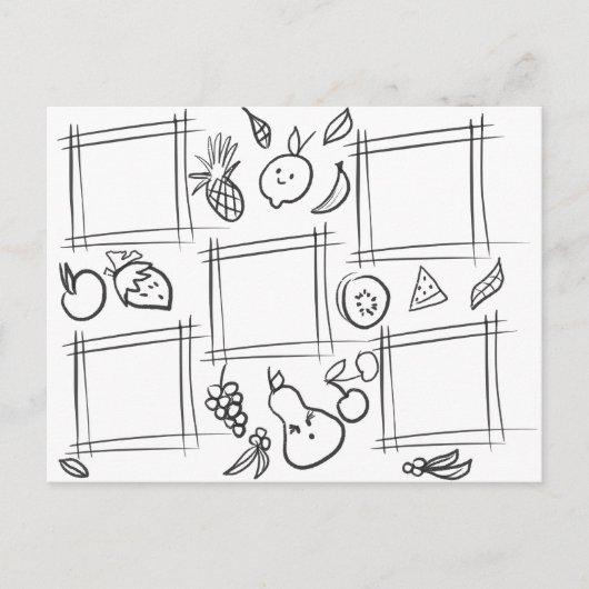 子供のための色とりどりの果物の楽しいお絵かき ポストカード (正面)