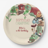 子供のための誕生日キャンプ・自然・ハイキング ペーパープレート (正面)