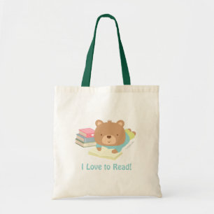 子供のための読書が大好きなかわいいテディベア トートバッグ