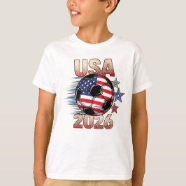 子供のための赤白青の星のUSAサッカー2026 Tシャツ