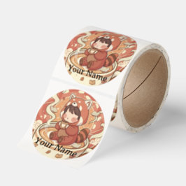 子供のための遊び心あふれるレッカパンダのステッカー ラウンドシール