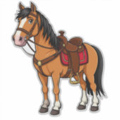 🐴 子供のための遊び心のある騎乗馬サドルデカール 🐴 シール (正面)