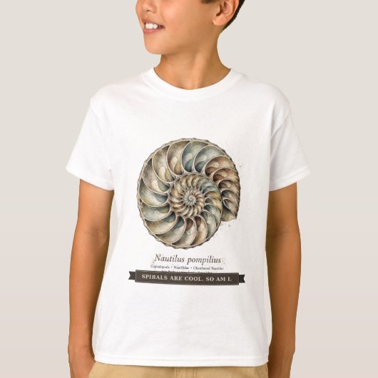 子供のための面白いオウムガイの貝殻 Tシャツ (正面)