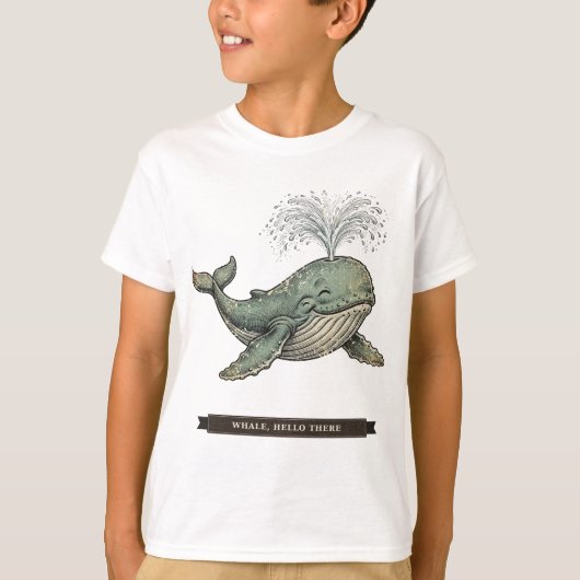 子供のための面白いクジラ Tシャツ (正面)