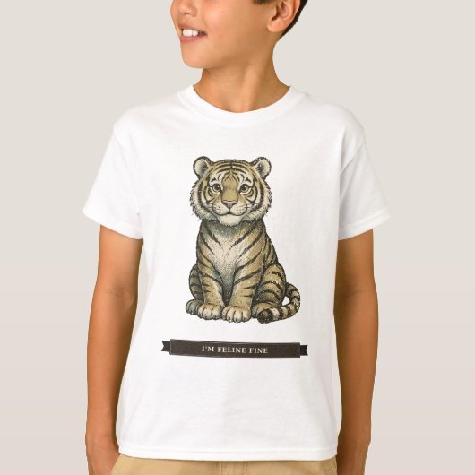 子供のための面白いトラ Tシャツ (正面)