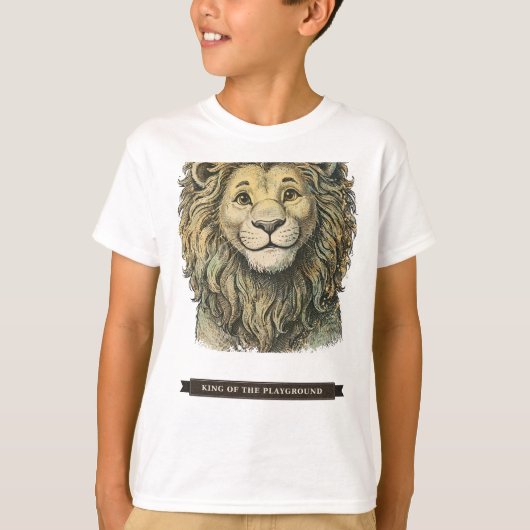 子供のための面白いライオン Tシャツ (正面)