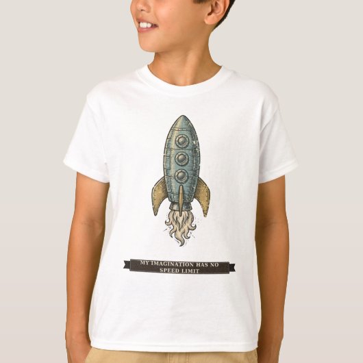 子供のための面白いロケット Tシャツ (正面)