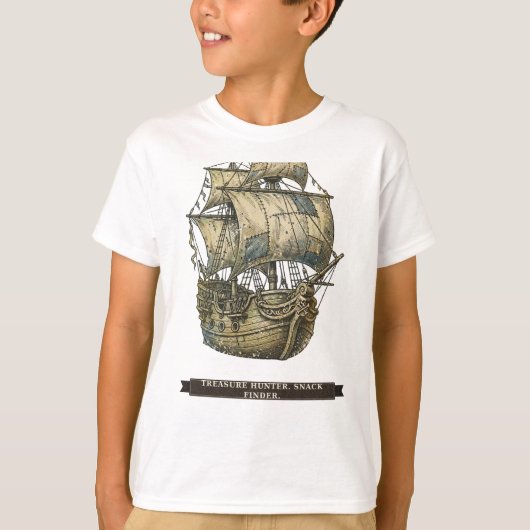 子供のための面白い海賊船 Tシャツ (正面)