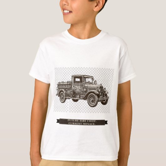 子供のための面白い消防車 Tシャツ (正面)
