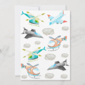 子供のための飛行機とヘリコプターの誕生日招待状 招待状 (裏面)