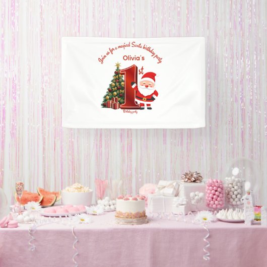子供のための魔法のサンタの誕生日デザイン 横断幕 (パーティー)