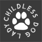 子供のないドッグレディおもしろいタイポグラフィ白犬の足 シール (正面)