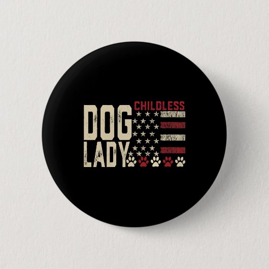 子供のない犬の女性投票2024米国国旗の民主的Pr 缶バッジ (正面)