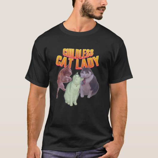 子供のない猫好きのレディミーム 子猫のレディ ねこ好き Tシャツ (正面)