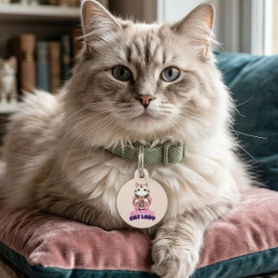 子供のない猫好きの婦人の着物 猫 おもしろ ペットIDタグ