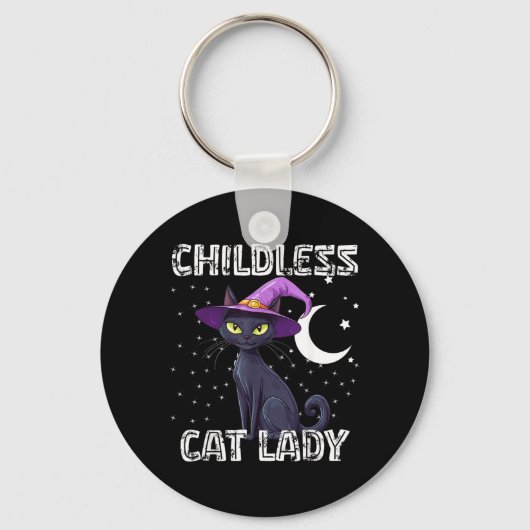 子供のない猫好きの魔女っぽい猫 黒 キーホルダー (正面)