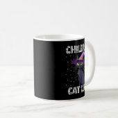子供のない猫好きの魔女っぽい猫 黒 コーヒーマグカップ (正面右)