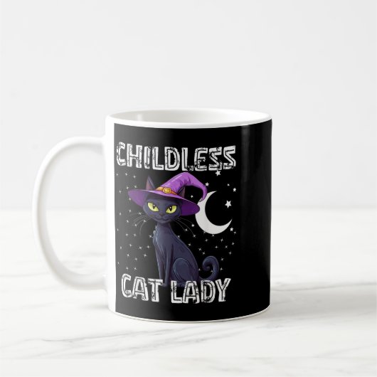 子供のない猫好きの魔女っぽい猫 黒 コーヒーマグカップ (左)