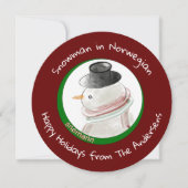 子供のような丸い赤いノルウェーの雪だるま シーズンカード (正面)