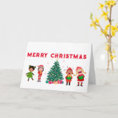 子供のような疑問に思楽しいクリスマスカード カード (黄色い花)