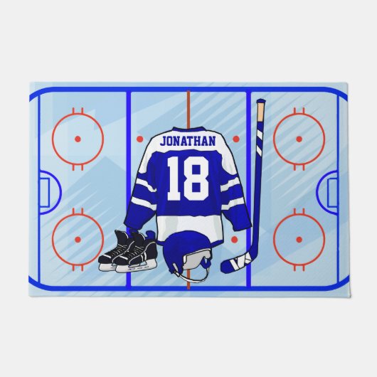 子供のアイスホッケーの寝室およびEnの続きのコレクション ドアマット (正面)